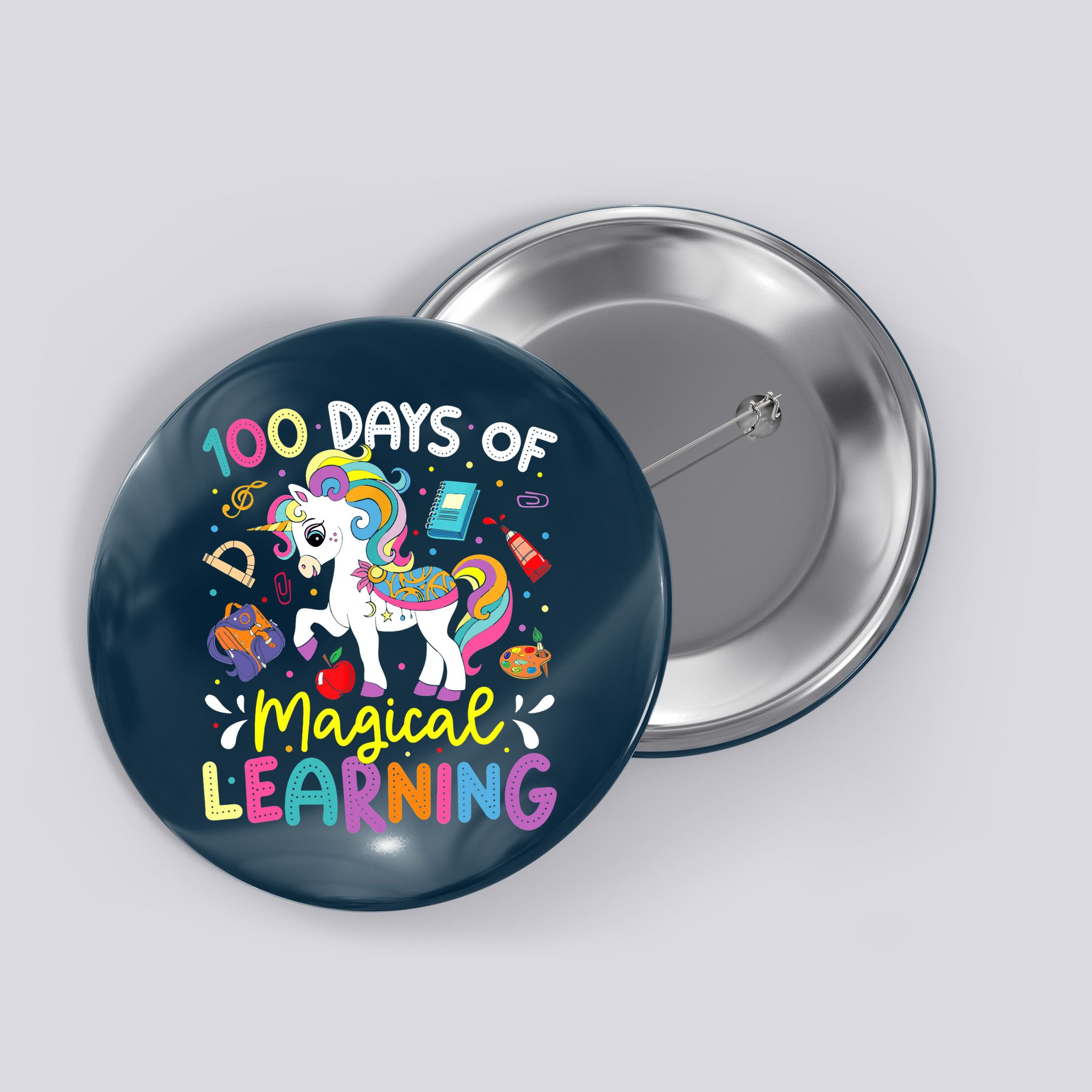 Cute 100 Days Of Magical Learning 100th Day School Unicorn Button