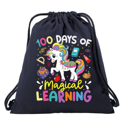 Cute 100 Days Of Magical Learning 100th Day School Unicorn Drawstring Bag