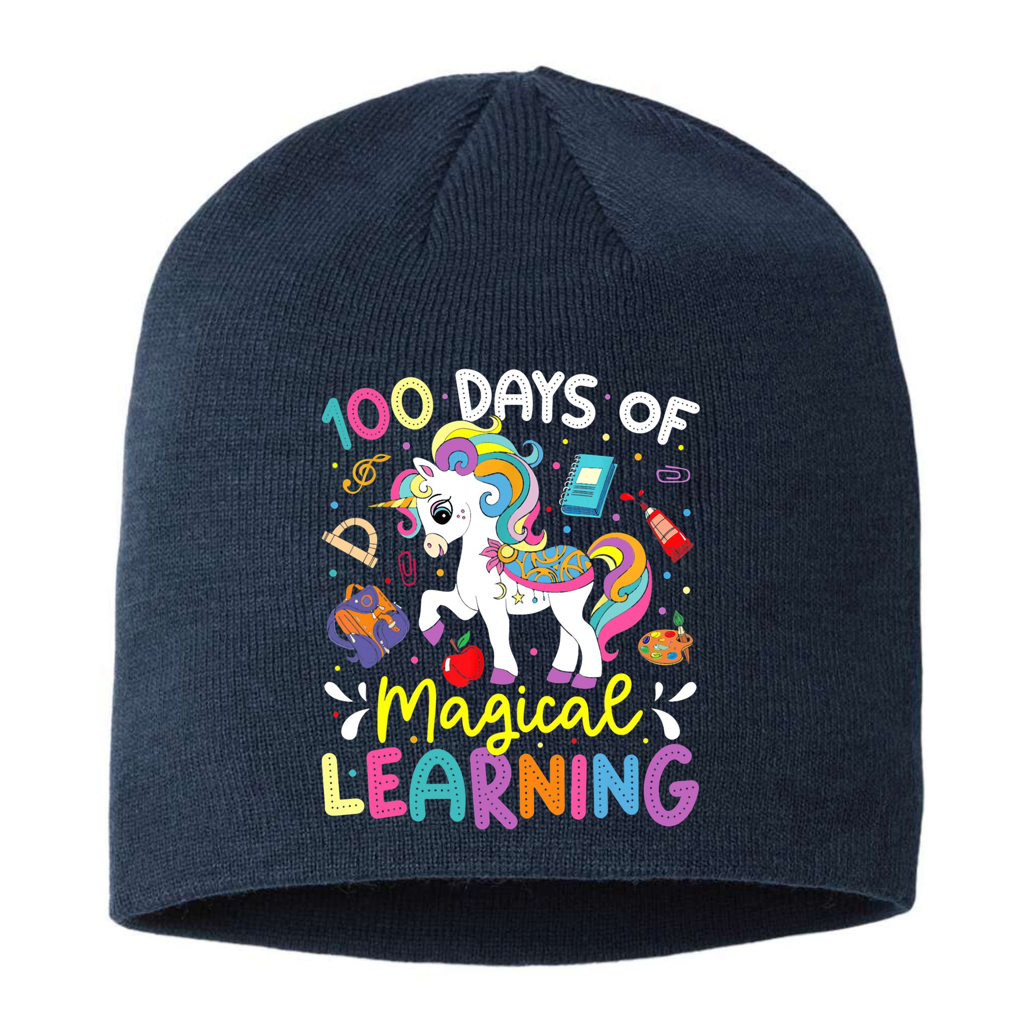 Cute 100 Days Of Magical Learning 100th Day School Unicorn Sustainable Beanie