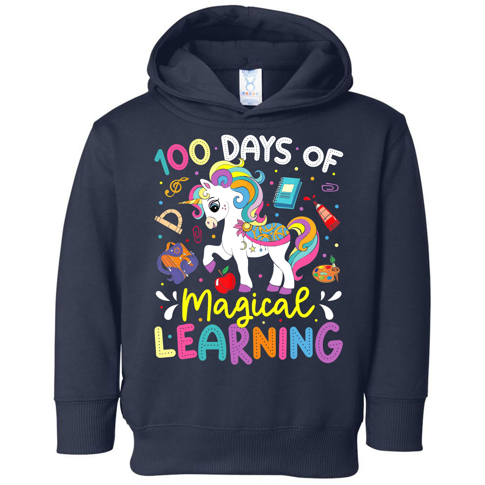 Cute 100 Days Of Magical Learning 100th Day School Unicorn Toddler Hoodie