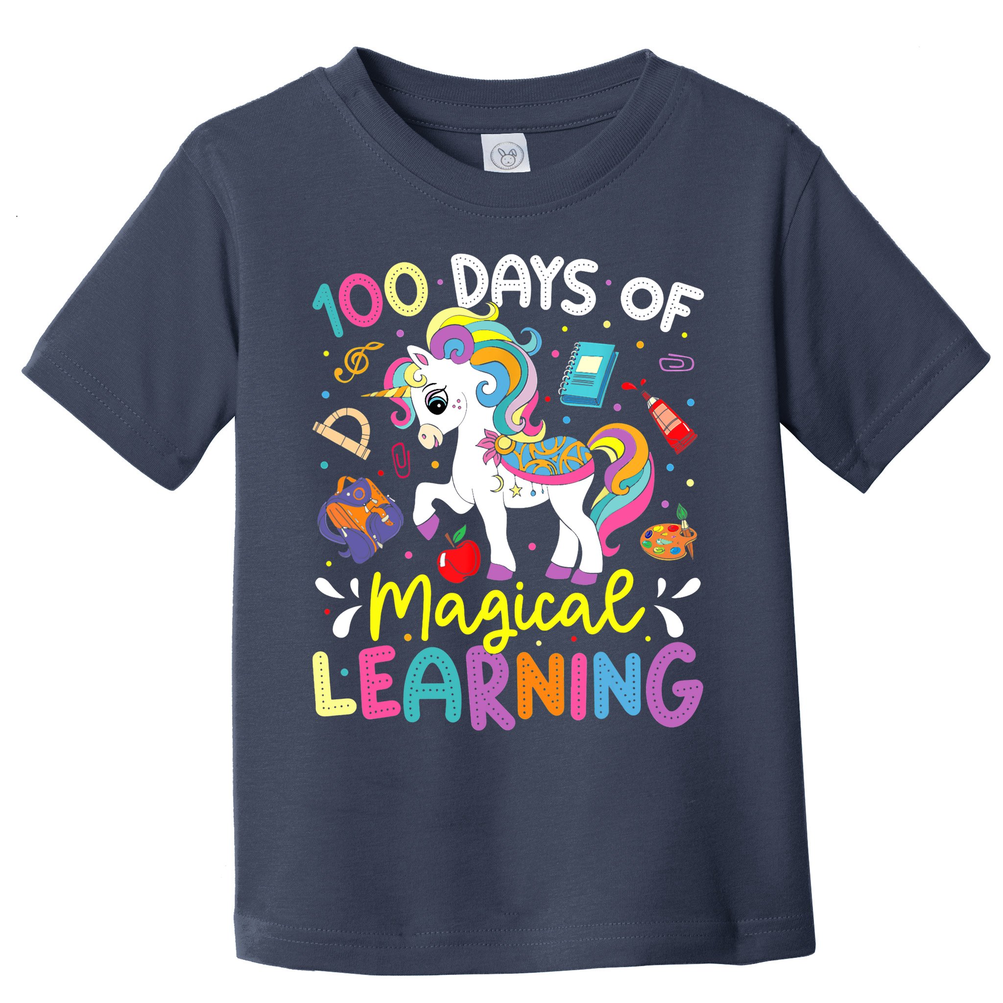 Cute 100 Days Of Magical Learning 100th Day School Unicorn Toddler T-Shirt