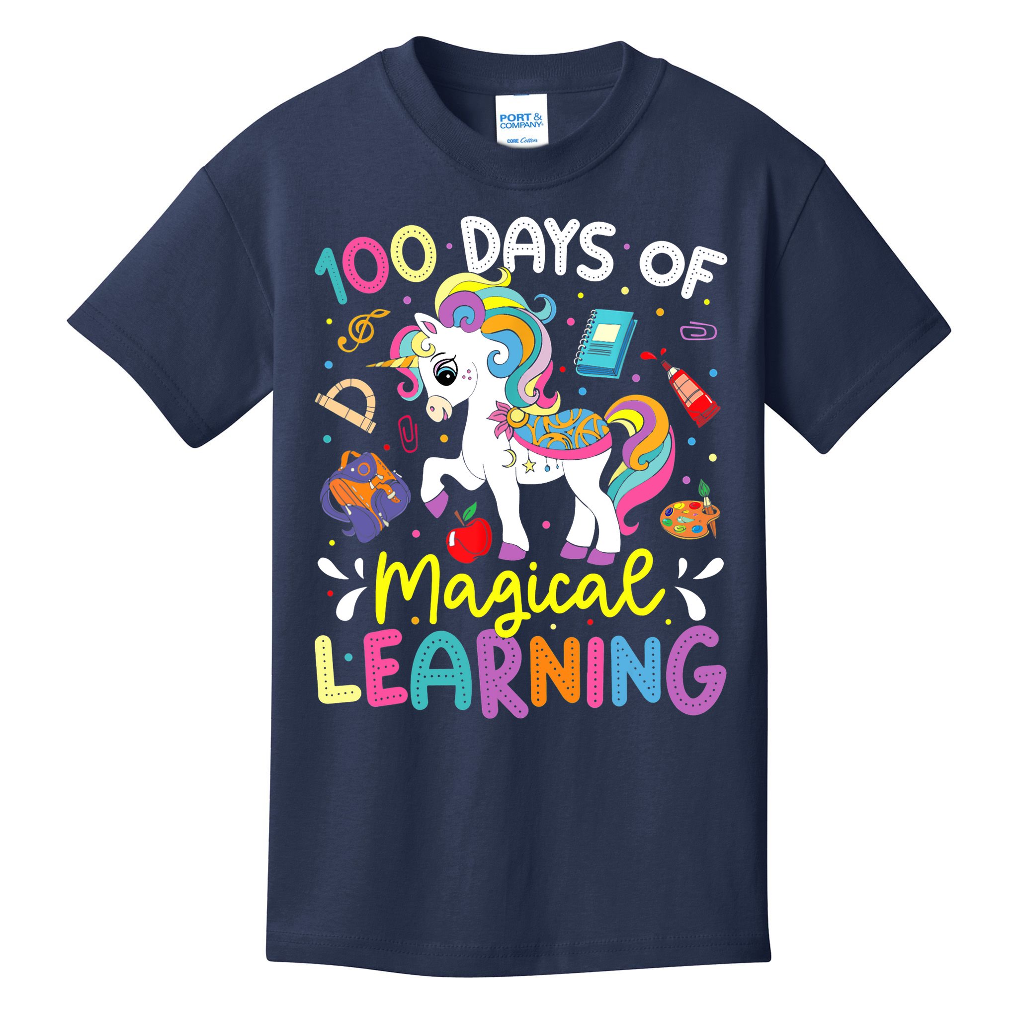 Cute 100 Days Of Magical Learning 100th Day School Unicorn Kids T-Shirt