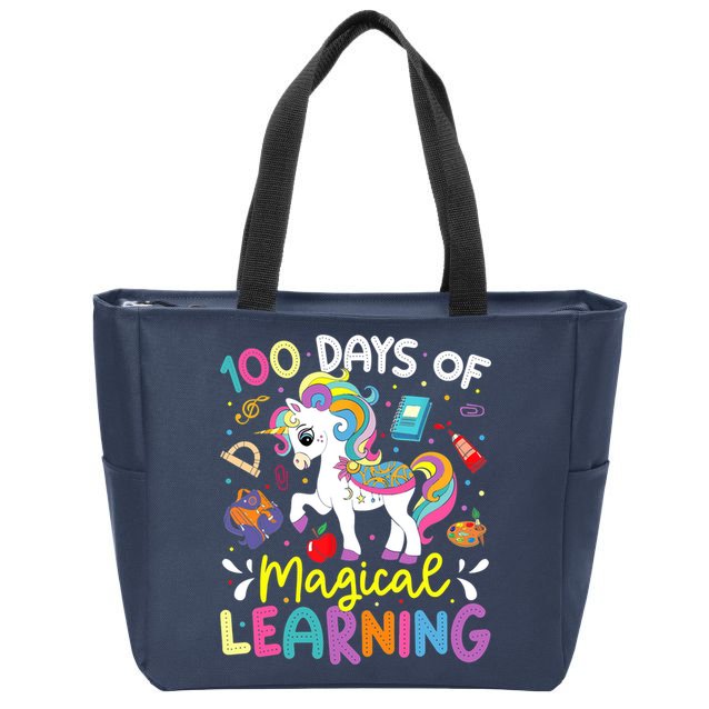 Cute 100 Days Of Magical Learning 100th Day School Unicorn Zip Tote Bag