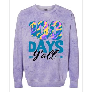 Camouflage 100 Days Y'all Funny 100th Day Of School Cute Gift Colorblast Crewneck Sweatshirt