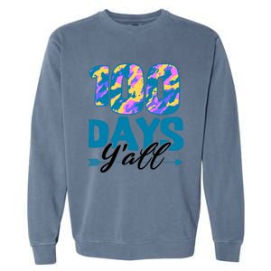 Camouflage 100 Days Y'all Funny 100th Day Of School Cute Gift Garment-Dyed Sweatshirt