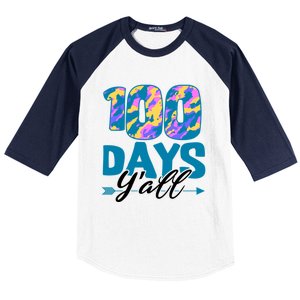 Camouflage 100 Days Y'all Funny 100th Day Of School Cute Gift Baseball Sleeve Shirt