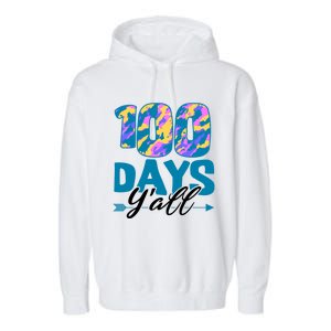 Camouflage 100 Days Y'all Funny 100th Day Of School Cute Gift Garment-Dyed Fleece Hoodie