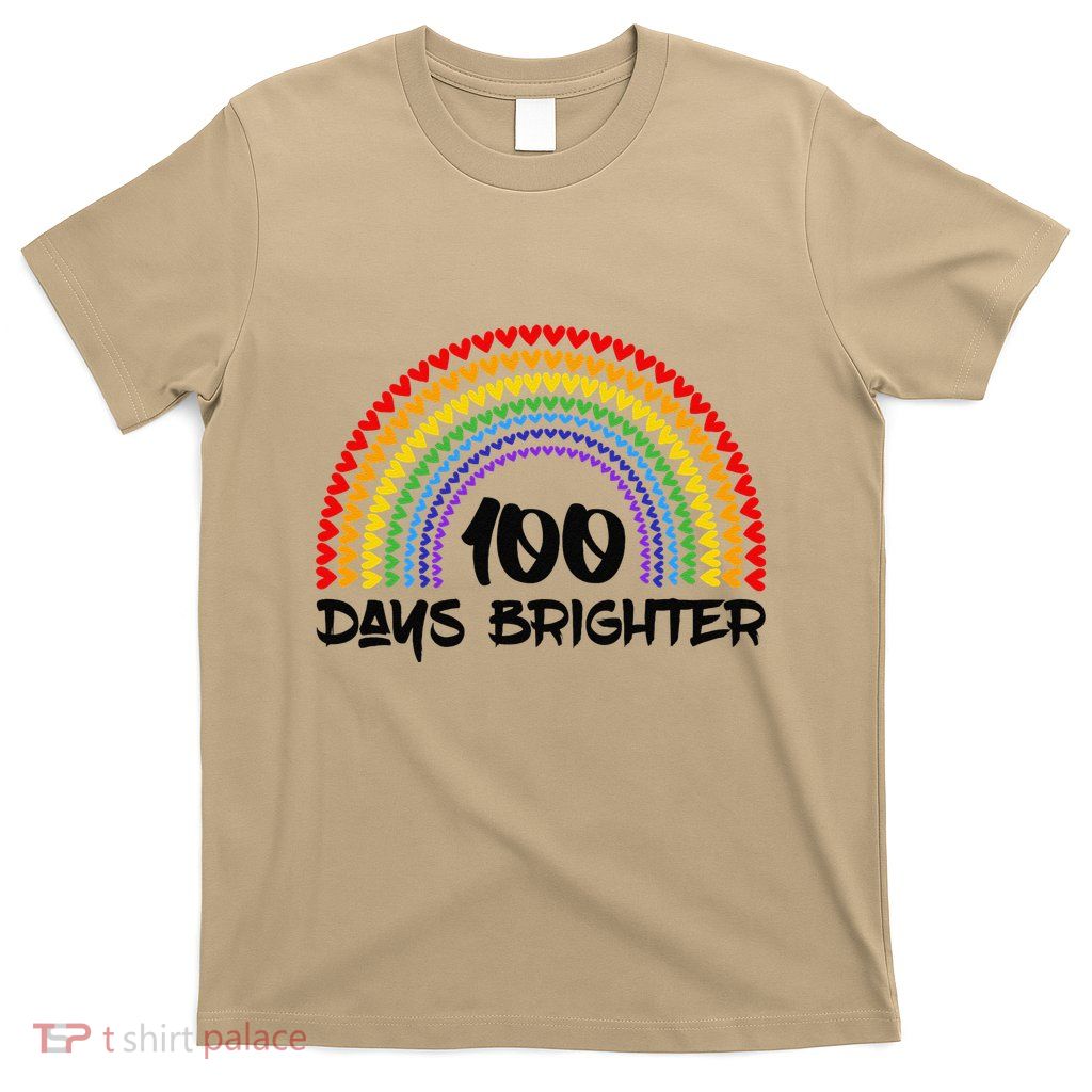 Cute 100 Days Brighter Rainbow Happy 100 Days Of School T-Shirt