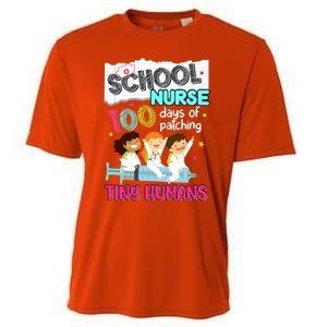 Cute 100 Days Of Patching Tiny Hu School Nurse Rn Gift Cooling Performance Crew T-Shirt