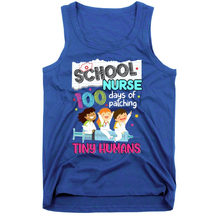 Cute 100 Days Of Patching Tiny Hu School Nurse Rn Gift Tank Top