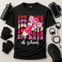 Cute 100 Days Of School Ribbon Bow Cooling Performance Crew T-Shirt