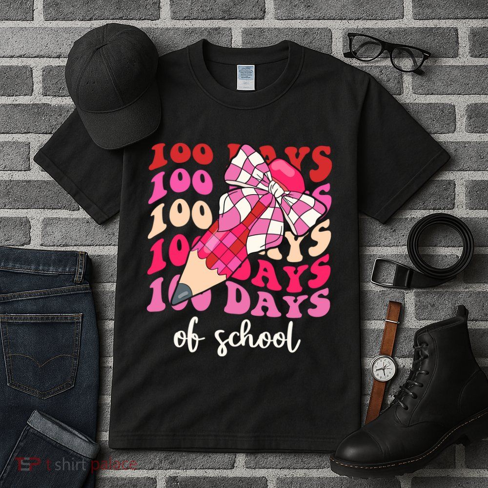 Cute 100 Days Of School Ribbon Bow Tall T-Shirt