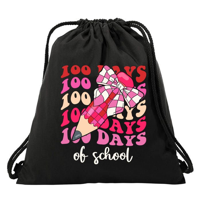 Cute 100 Days Of School Ribbon Bow Drawstring Bag