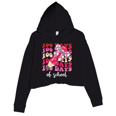 Cute 100 Days Of School Ribbon Bow Crop Fleece Hoodie