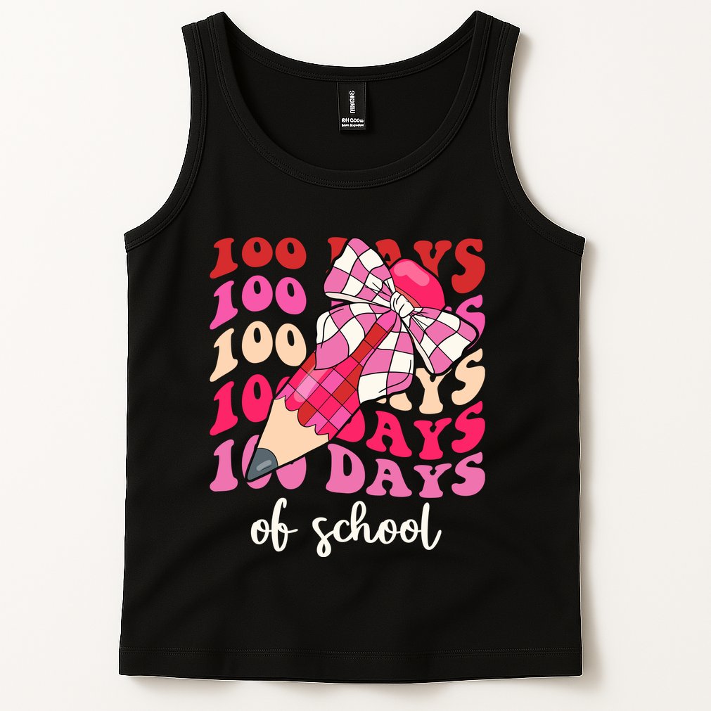 Cute 100 Days Of School Ribbon Bow Tank Top