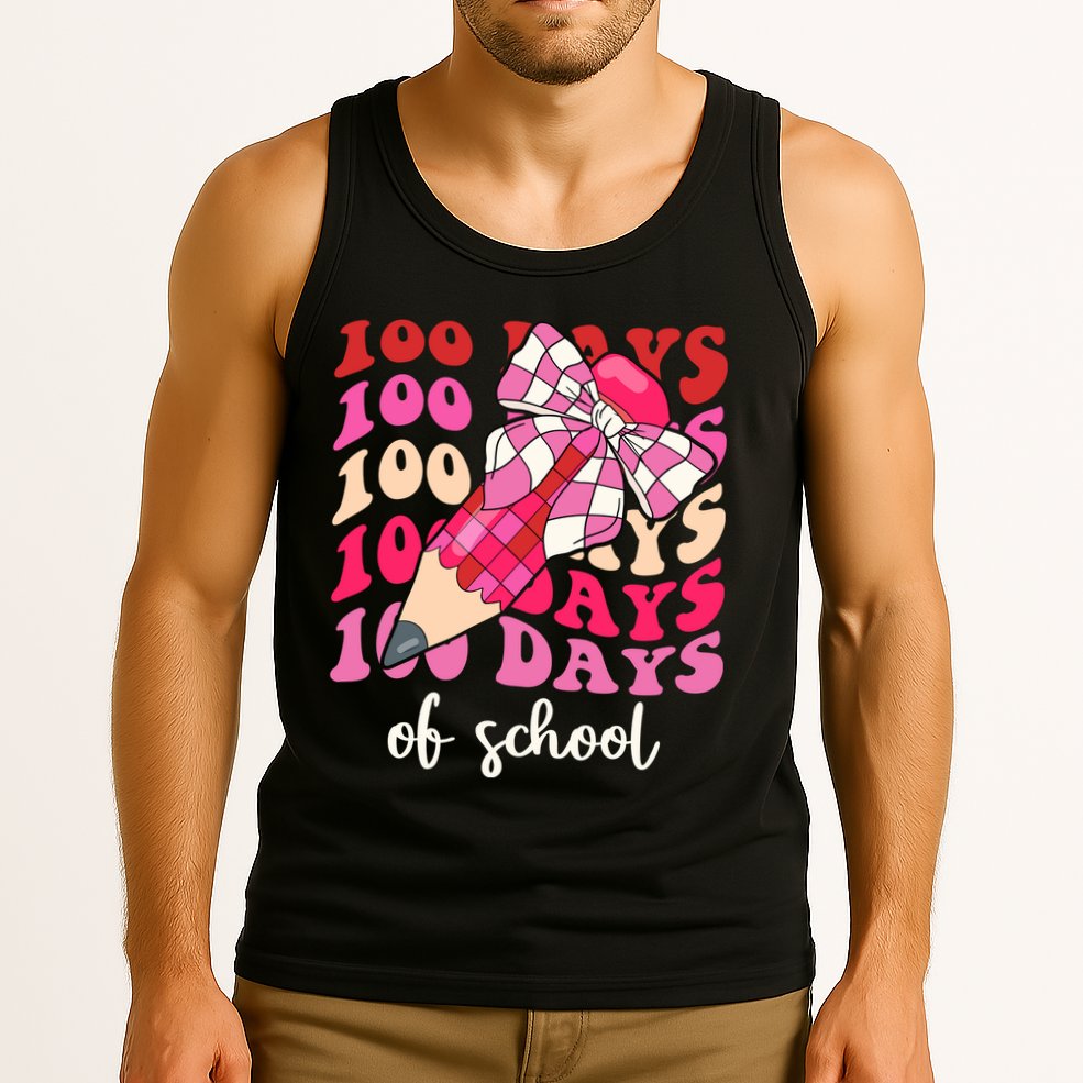 Cute 100 Days Of School Ribbon Bow Tank Top