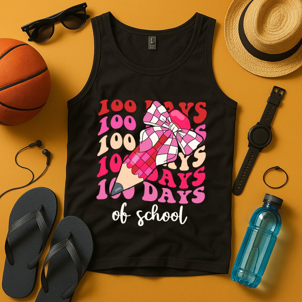 Cute 100 Days Of School Ribbon Bow Tank Top
