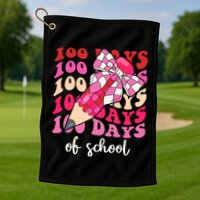 Cute 100 Days Of School Ribbon Bow Golf Towel