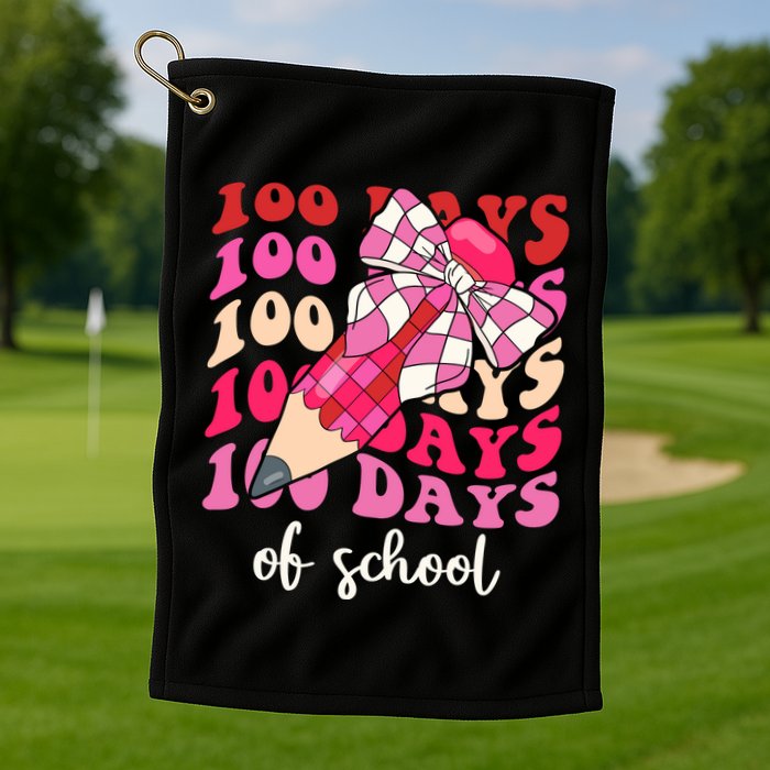 Cute 100 Days Of School Ribbon Bow Golf Towel