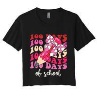 Cute 100 Days Of School Ribbon Bow Women's Crop Top Tee