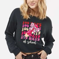 Cute 100 Days Of School Ribbon Bow Cropped Pullover Crew