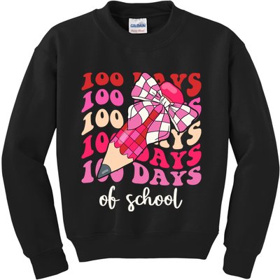 Cute 100 Days Of School Ribbon Bow Kids Sweatshirt