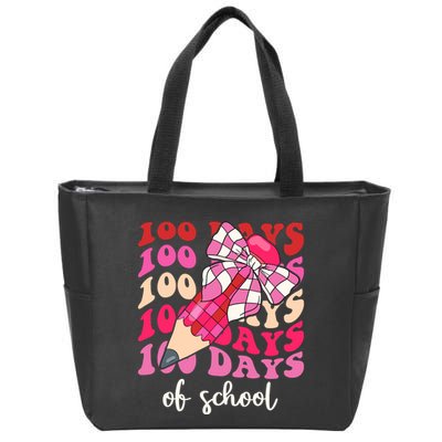 Cute 100 Days Of School Ribbon Bow Zip Tote Bag