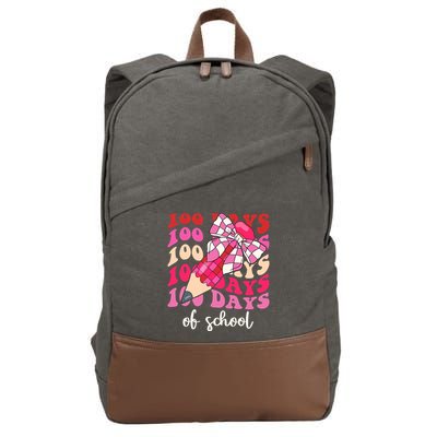 Cute 100 Days Of School Ribbon Bow Cotton Canvas Backpack