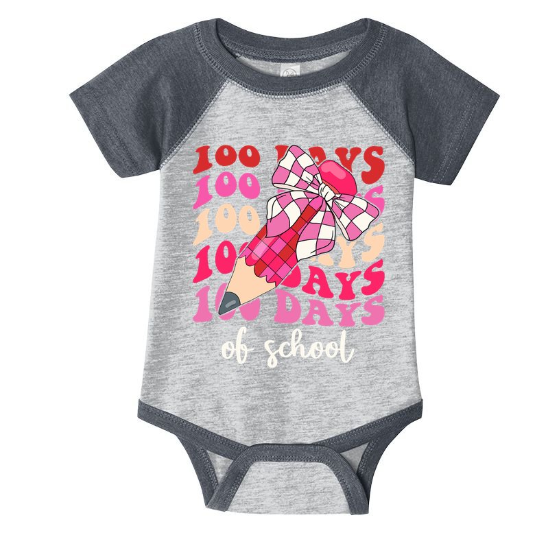 Cute 100 Days Of School Ribbon Bow Infant Baby Jersey Bodysuit