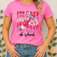Cute 100 Days Of School Ribbon Bow Womens T-Shirt