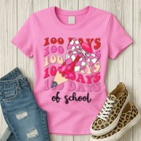 Cute 100 Days Of School Ribbon Bow Womens T-Shirt