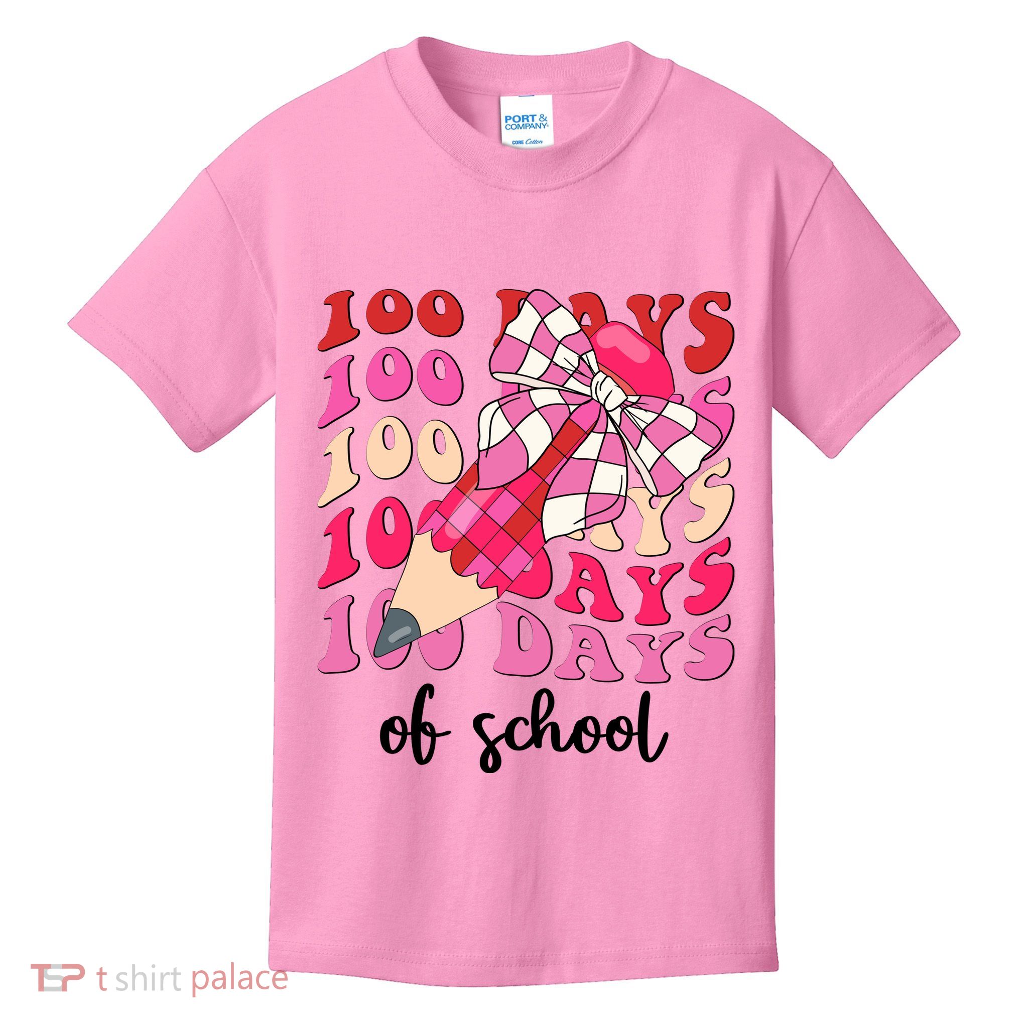 Cute 100 Days Of School Ribbon Bow Kids T-Shirt