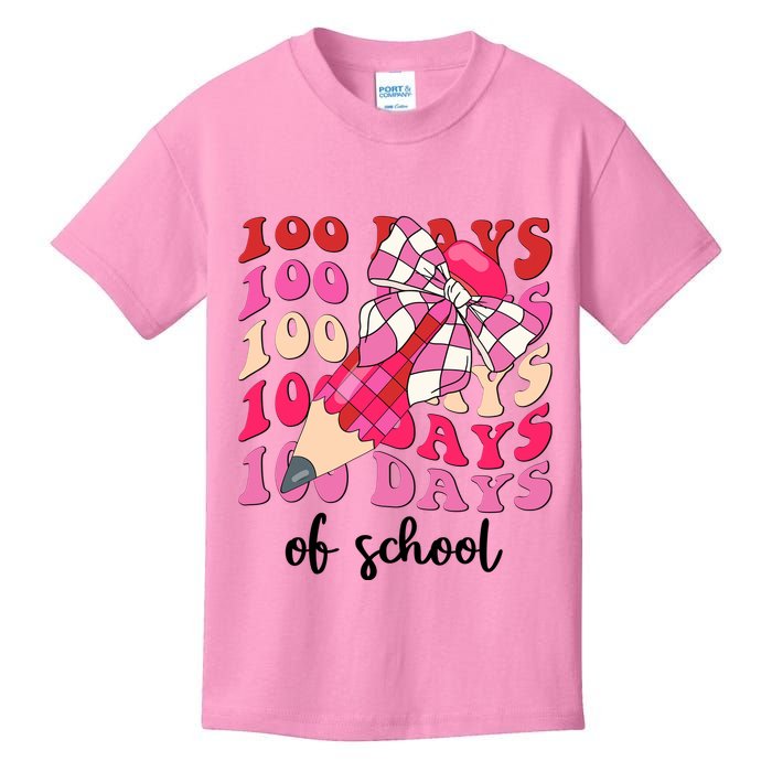 Cute 100 Days Of School Ribbon Bow Kids T-Shirt