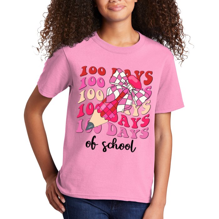Cute 100 Days Of School Ribbon Bow Kids T-Shirt