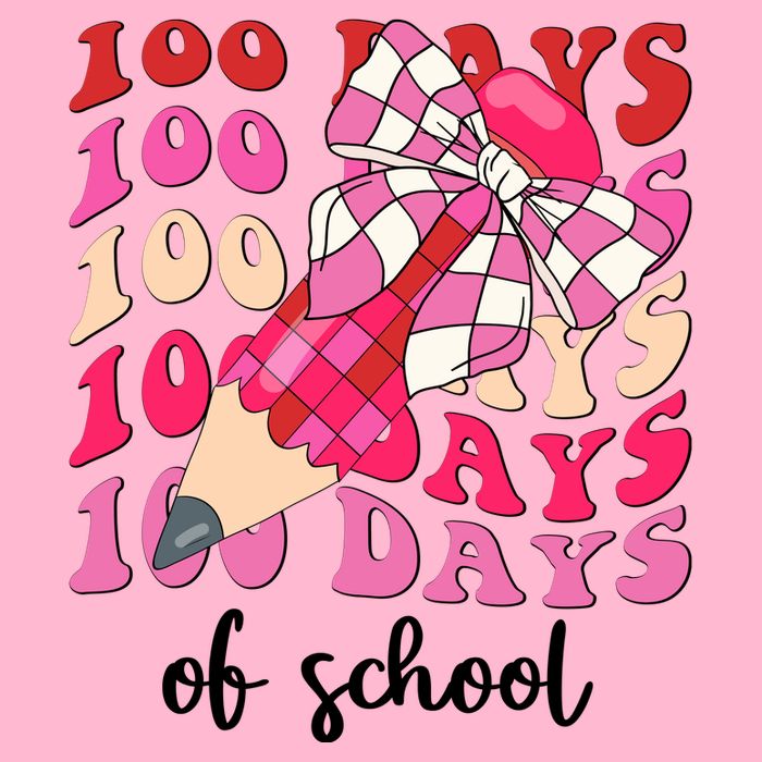 Cute 100 Days Of School Ribbon Bow Kids T-Shirt