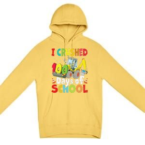 Crushed 100 Days Of School Construction Excavator Truck Premium Pullover Hoodie