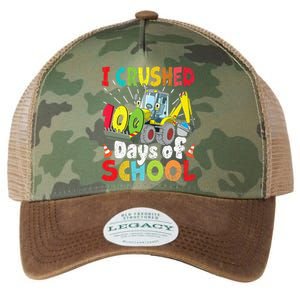 Crushed 100 Days Of School Construction Excavator Truck Legacy Tie Dye Trucker Hat