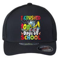 Crushed 100 Days Of School Construction Excavator Truck Flexfit Unipanel Trucker Cap