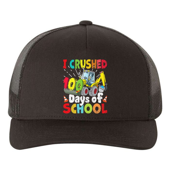 Crushed 100 Days Of School Construction Excavator Truck Yupoong Adult 5-Panel Trucker Hat