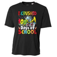 Crushed 100 Days Of School Construction Excavator Truck Cooling Performance Crew T-Shirt