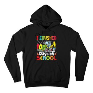 Crushed 100 Days Of School Construction Excavator Truck Hoodie