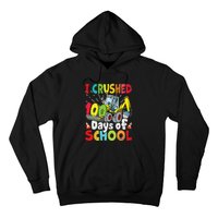 Crushed 100 Days Of School Construction Excavator Truck Hoodie