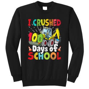 Crushed 100 Days Of School Construction Excavator Truck Sweatshirt