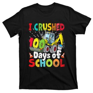 Crushed 100 Days Of School Construction Excavator Truck T-Shirt