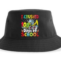 Crushed 100 Days Of School Construction Excavator Truck Sustainable Bucket Hat