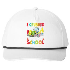 Crushed 100 Days Of School Construction Excavator Truck Snapback Five-Panel Rope Hat