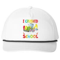 Crushed 100 Days Of School Construction Excavator Truck Snapback Five-Panel Rope Hat