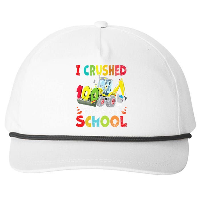 Crushed 100 Days Of School Construction Excavator Truck Snapback Five-Panel Rope Hat