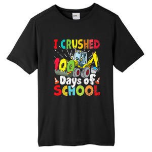 Crushed 100 Days Of School Construction Excavator Truck Tall Fusion ChromaSoft Performance T-Shirt