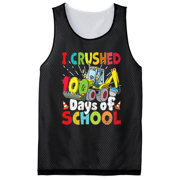 Crushed 100 Days Of School Construction Excavator Truck Mesh Reversible Basketball Jersey Tank